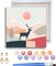 Framed Paint by Numbers Kit for Adults, Christmas Acrylic Paint by Numbers on Canvas, Santa Oil Painting with Brushes, Adults Paint-by-Number Kits for Home Wall Decor (4PCS 8x8inch)